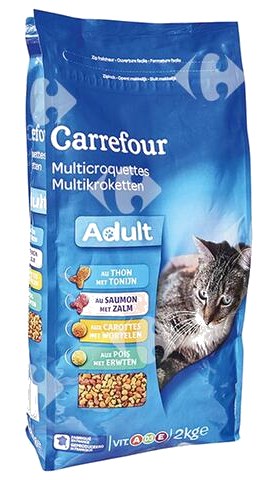 Croquettes au Thon, Saumon et Légumes pour Chats Adultes Carrefour 2 kg