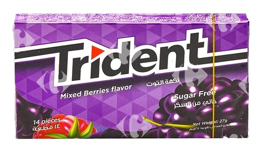Chewing-Gum Fruits Rouges Mixés sans Sucres Trident 14 unités