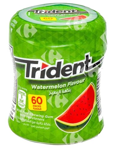 Chewing-Gum Pastèque sans Sucres Trident 60 unités