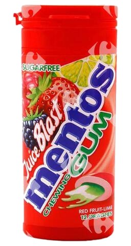 Chewing-Gum Fourré Fruits Rouges sans Sucres Mentos 12 unités