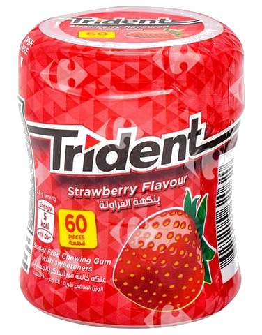 Chewing-Gum Fraise sans Sucres Trident 60 unités