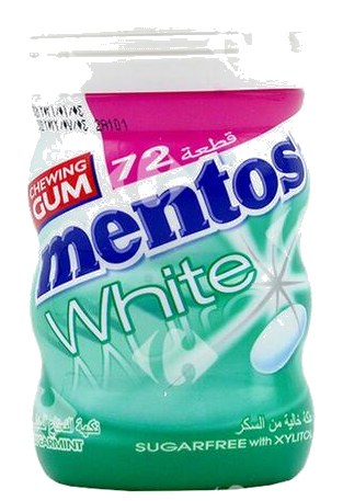 Chewing-Gum White Spearmint sans Sucres Mentos 72 unités