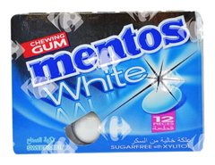 Chewing-Gum Menthe Blanche sans Sucres Mentos 12 unités