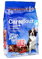 Croquettes au Boeuf pour Chiens Adultes Carrefour 4 kg