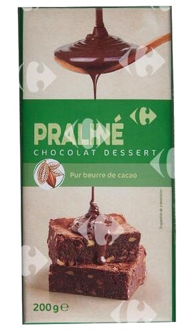 Tablette Chocolat Dessert Praliné Carrefour 200 g