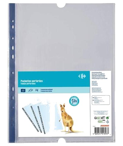 Pochettes perforées A4 Carrefour 50 unités