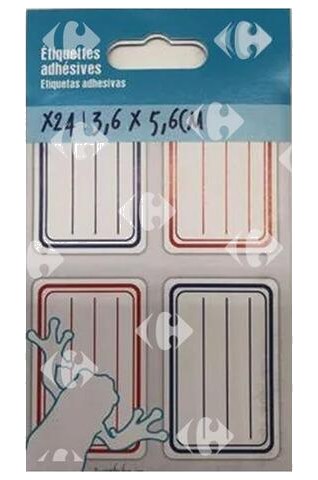 Étiquettes Bleues, Rouges 26x56mm Carrefour 24 unités