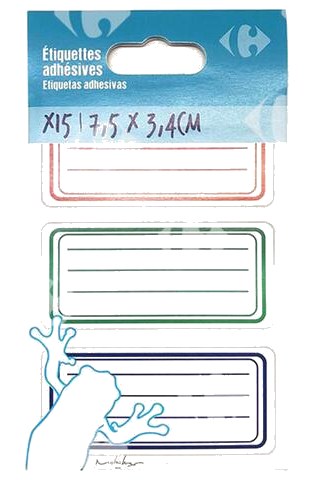 Étiquettes Bleues, Rouges, Vertes 34x75mm Carrefour 15 unités