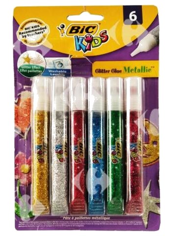 Colle Paillettes Metallic Glitter Glue 6 unités