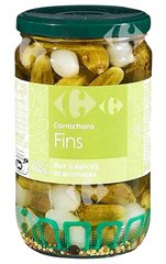 Bocal en Verre Cornichons Fins Carrefour 360 g