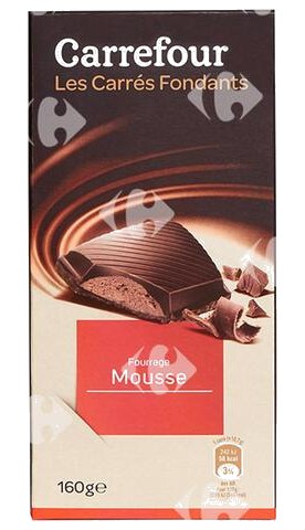 Tablette de Chocolat Noir Fourrage Mousse Carrefour 160g