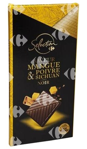 Tablette de Chocolat Noir Mangue Poivre Sichuan Carrefour Selection 100g