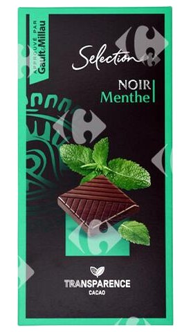 Tablette de Chocolat Noir Saveur Menthe Carrefour Sélection 100g