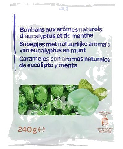 Bonbons aux Arômes Naturels d'Eucalyptus et de Menthe Carrefour Blanc 240 g