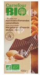 Tablette Chocolat Noir aux Éclats d'Amandes Caramélisés Carrefour Bio 100g