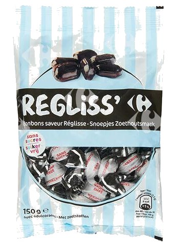 Bonbons Saveur Réglisse Sans Sucres Regliss' Carrefour 150 g