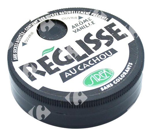 Réglisse Cachou Arôme Vanille Sans sucre Sirea 13 g