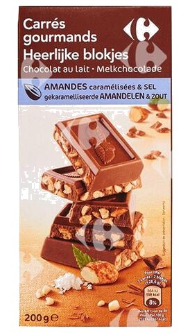 Tablette Chocolat Amandes Caramel Carrefour 200g