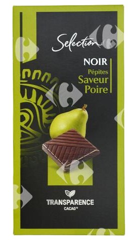 Tablette de Chocolat Noir Saveur Poire Carrefour Sélection 100g