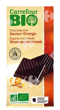 Tablette Chocolat Noir Bio Saveur d'Orange Carrefour Bio 100 g