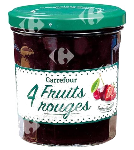 Confiture Quatre Fruits Rouges Carrefour en Verre 370 g