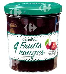 Confiture Quatre Fruits Rouges Carrefour en Verre 370 g