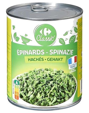 Conserve d'Épinards Hachés Carrefour 795 g