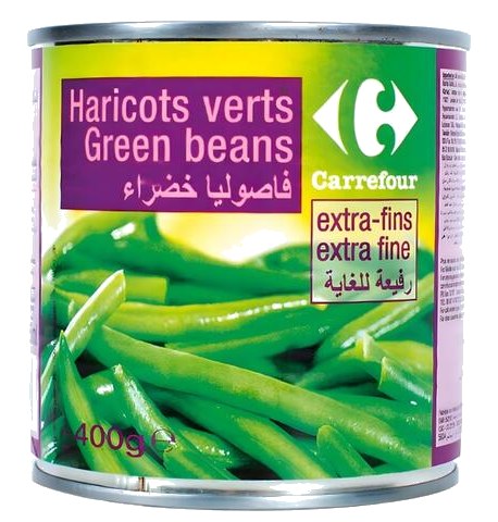 Conserve Haricots Verts Extra Fins Carrefour 400 g