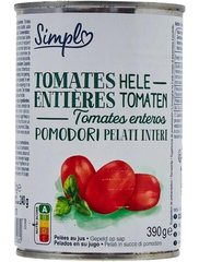 Conserve Tomates Pelées Entières au jus Simpl Carrefour Blanc 400 g