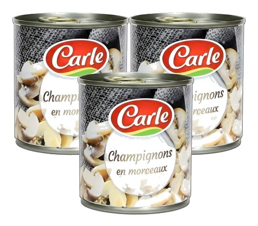 Pack de Trois de Conserves de Champignons en Morceaux Carle 200 g