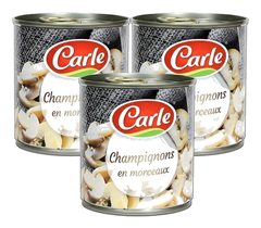 Pack de Trois de Conserves de Champignons en Morceaux Carle 200 g