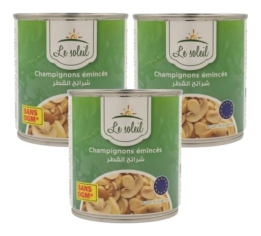 Pack de 3 Boîtes de Champignons en Morceaux Le Soleil 184 g