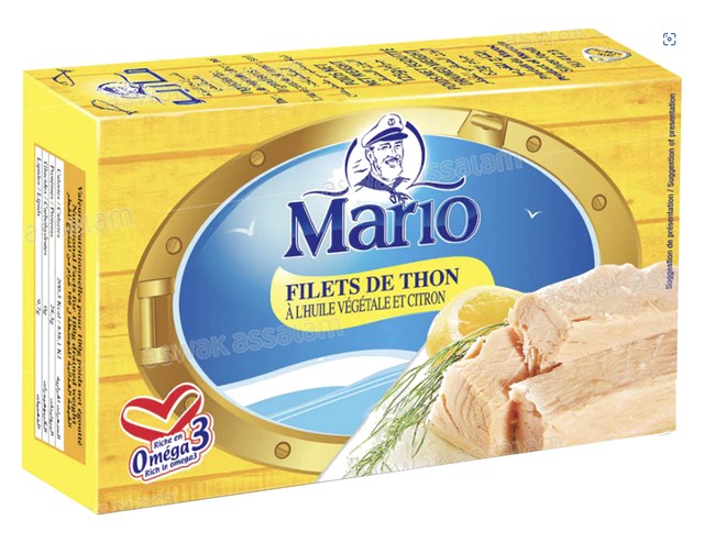 Conserve de Filets de Thon à l'Huile Végétale et Citron Mario 125 g