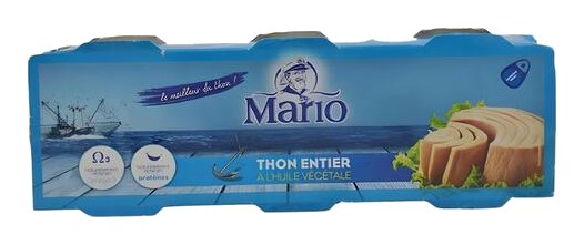 Pack de Trois Conserves de Thon à l'Huile Végétale Mario 80 g