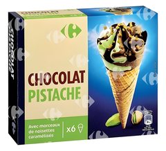 Cornet de Glace Chocolat & Pistache Carrefour 120 ml 6 unités