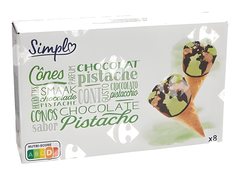 Cornets chocolat pistache Carrefour 8x120 ml