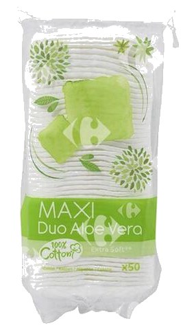 Maxi Carrés Démaquillants Aloe Vera Carrefour 50 unités