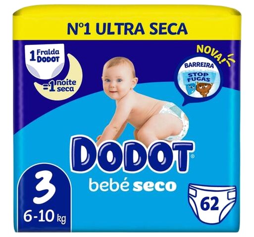 Couches Bebé Seco Taille 3 (6-10 kg) Dodot 62 unités