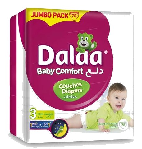 Couches Taille 3 Midi Dalaa Jumbo Pack 72 unités