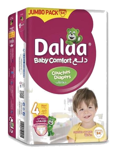 Couches Taille 4 Maxi Dalaa Jumbo Pack 64 unités