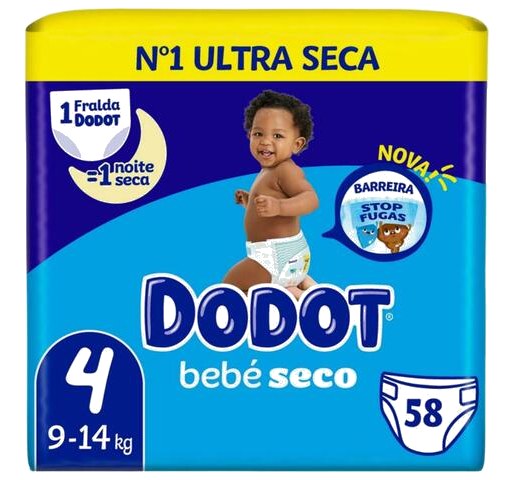 Couches Bebé Seco Taille 4 (9-14 kg) Dodot 58 unités