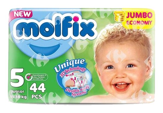 Couches Taille 5 Junior Jumbo Pack Molfix 44 unités
