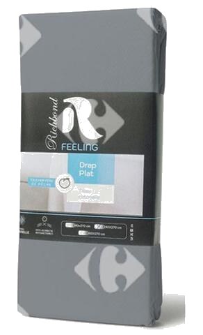 Drap Plat en Microfibre Gris 100% Cotonelle Richbond 240x270cm
