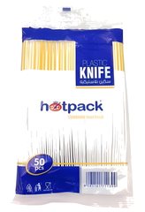 Pack Couteaux en Plastique Blanc 50 unités