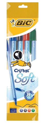 Stylo à Bille Cristal Soft Couleurs Assorties Bic 4 unités