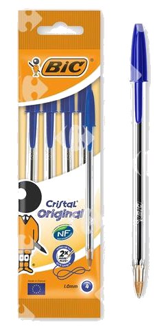 Stylo à Bille Cristal Médium Bleu Bic 4 unités