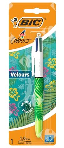 Stylo à Bille 4 Couleurs Pointe Moyenne Velours BIC