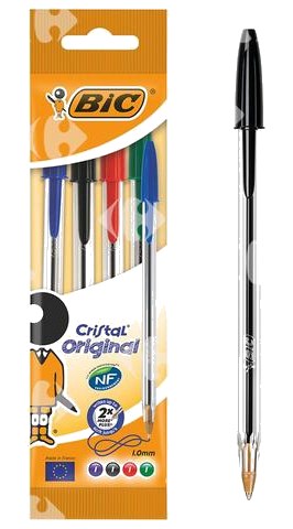 Stylo à Bille Cristal Médium Bleu Bic 4 unités