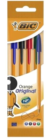 Stylo à Bille Orange Fin Bic Couleurs Assorties Bic 4 unités