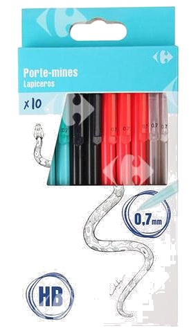 Blisters Porte-Mines 0,7mm Couleurs Assorties Carrefour 10 unités